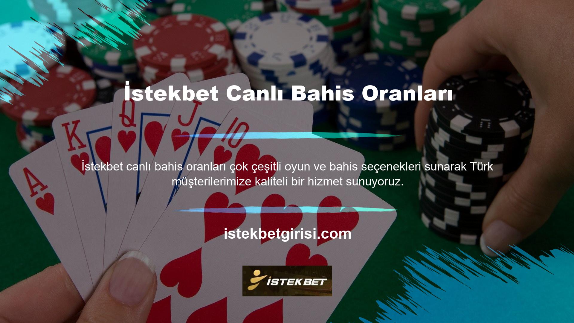 Slot, poker, rulet, casino, canlı casino, oyunlar ve slot kategorilerinde akla gelen tüm ürünler ve Türkiye sınırları içerisinde akla gelen birçok İstekbet canlı bahis oyun seçeneği